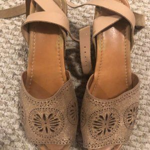 Anthropologie leather wedge sandals